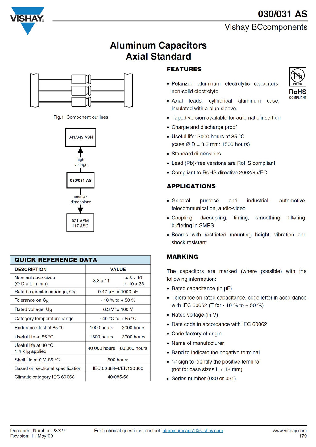 Axial Electrolytic Capacitors By Vishay BC Various Values
