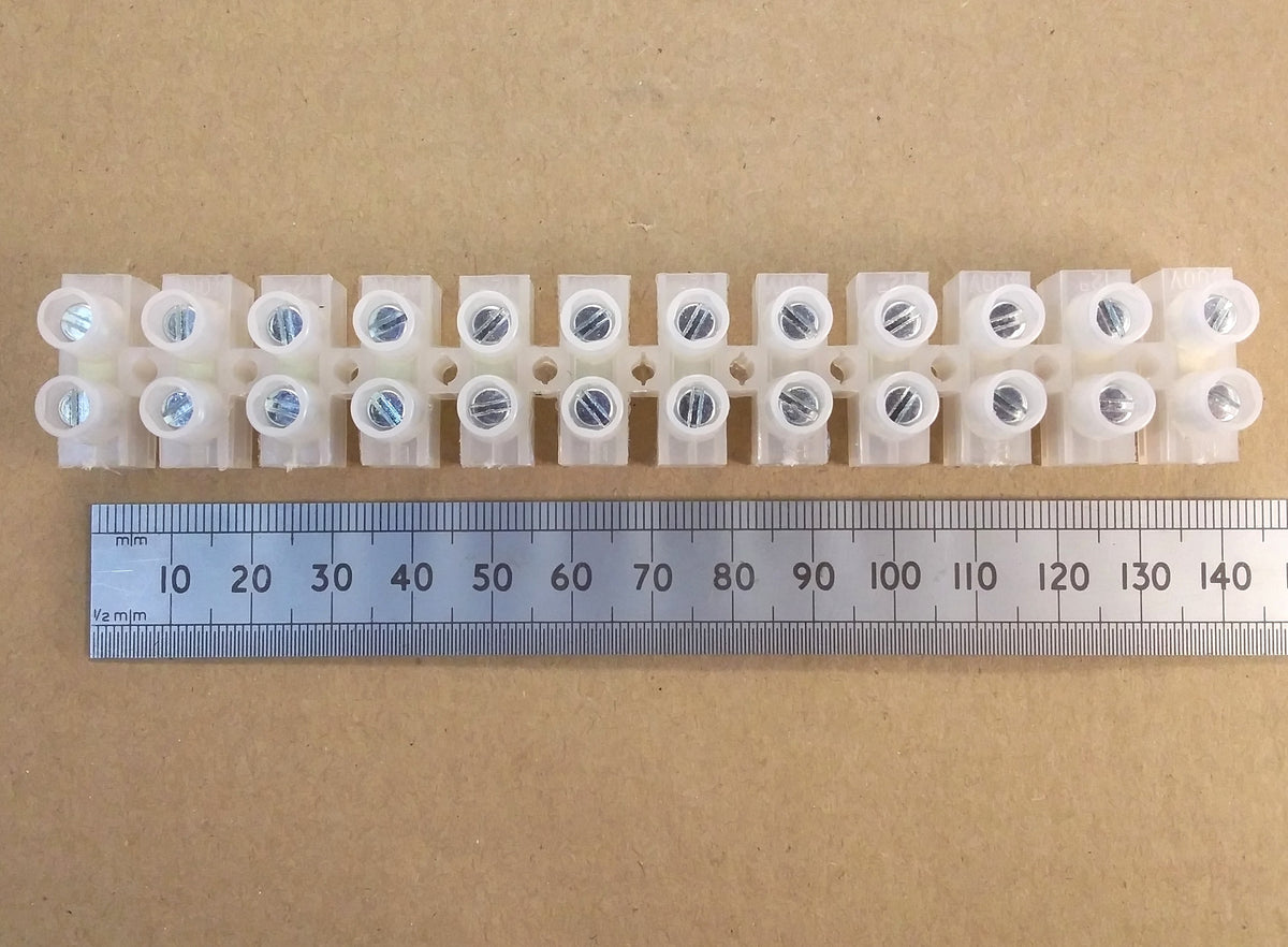12 Way Electrical Terminal Strip Block 250V 3, 5, 10, 15, & 30 Amp