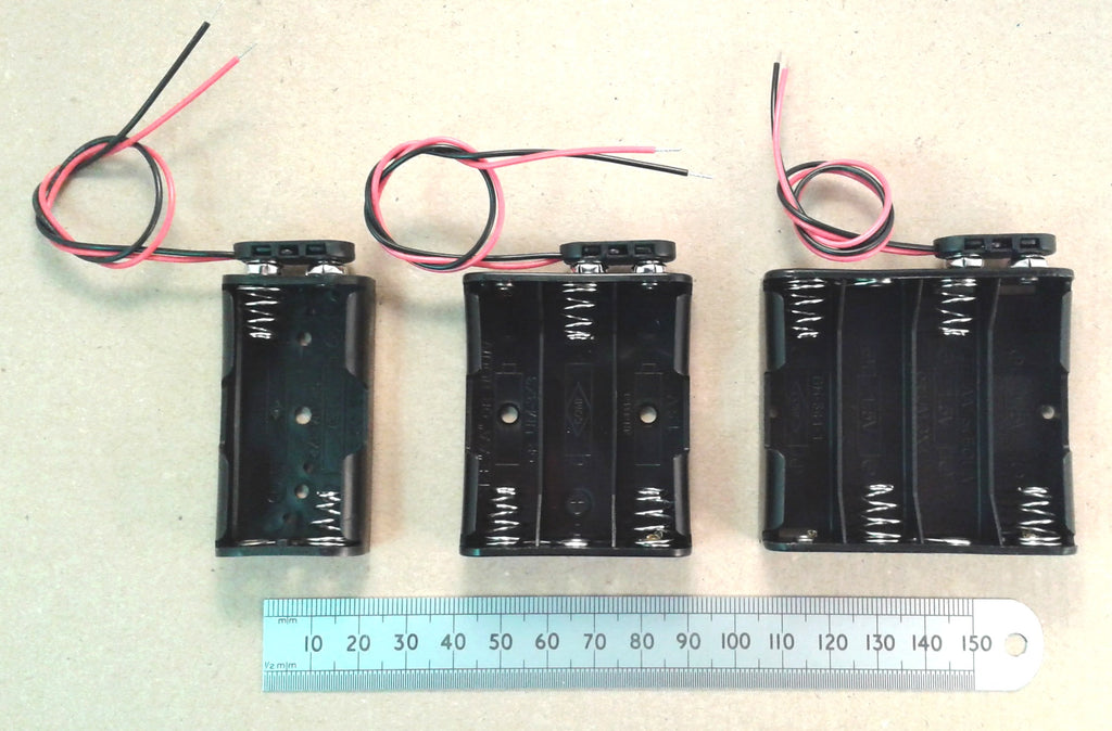 AA Battery Holder with PP3 Snap Connector Clip UM3, 2, 3, or 4 Cell Versions