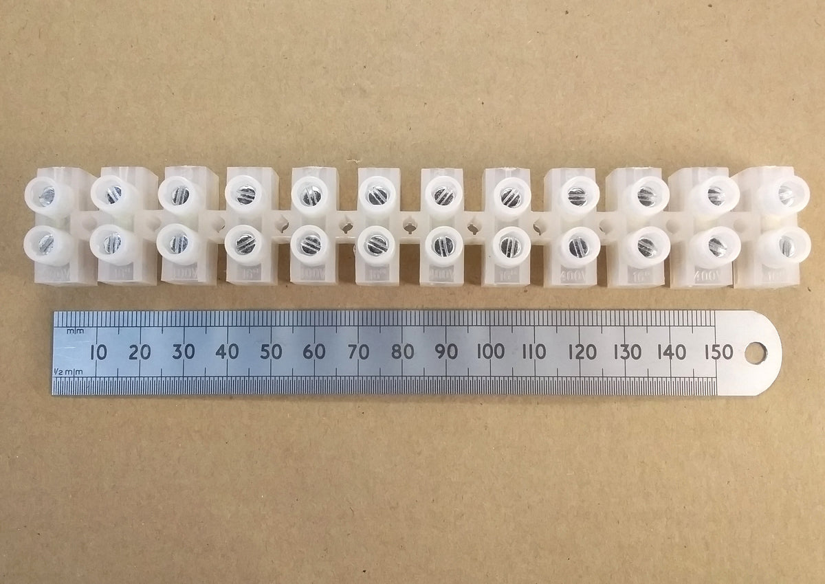12 Way Electrical Terminal Strip Block 250V 3, 5, 10, 15, & 30 Amp
