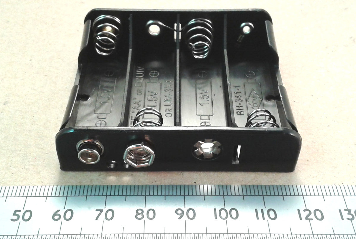 AA Battery Holder with PP3 Snap Connector Clip UM3, 2, 3, or 4 Cell Versions