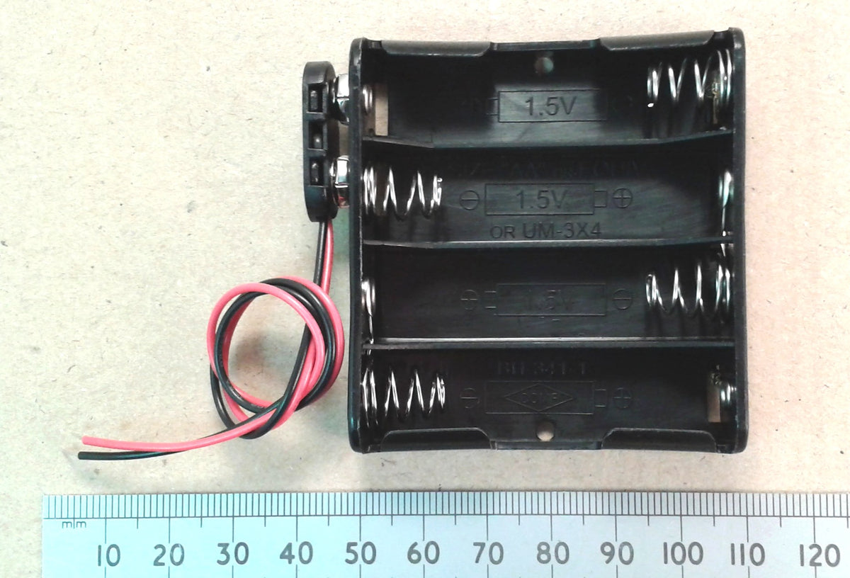 AA Battery Holder with PP3 Snap Connector Clip UM3, 2, 3, or 4 Cell Versions