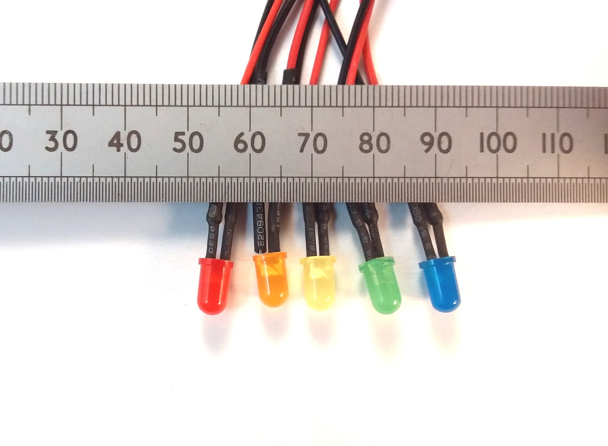 12V Pre-Wired LED 5mm 12 Volt Diffused Lens Various Colours Constant