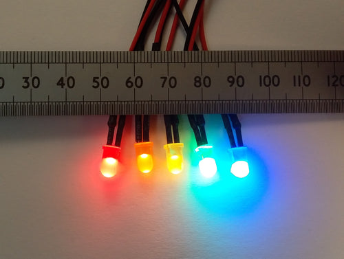 12V Pre-Wired LED 5mm 12 Volt Diffused Lens Various Colours Constant
