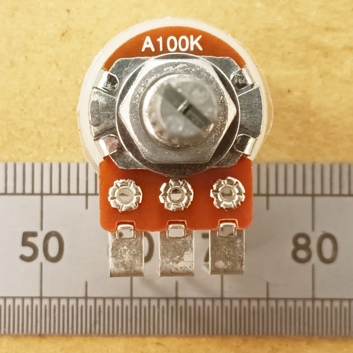 Audio Volume Potentiometer Vertical PCB Splined Shaft 16mm Logarithmic A VT18