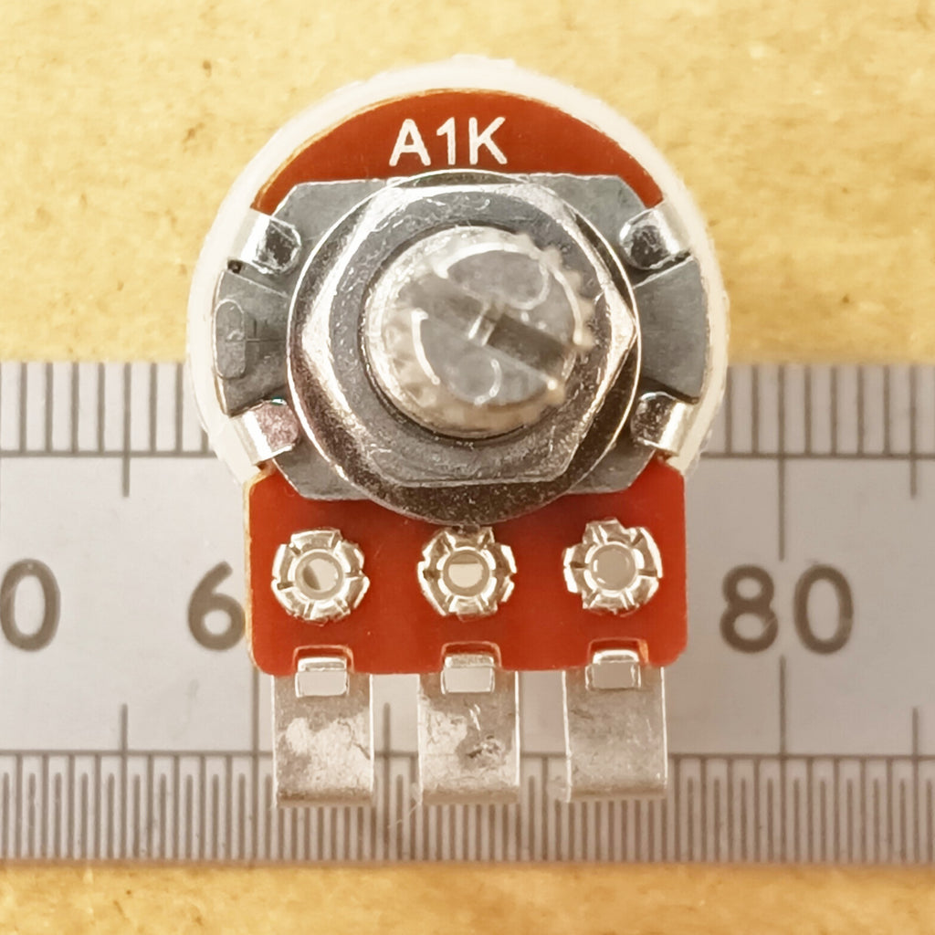 Audio Volume Potentiometer Vertical PCB Splined Shaft 16mm Logarithmic A VT18
