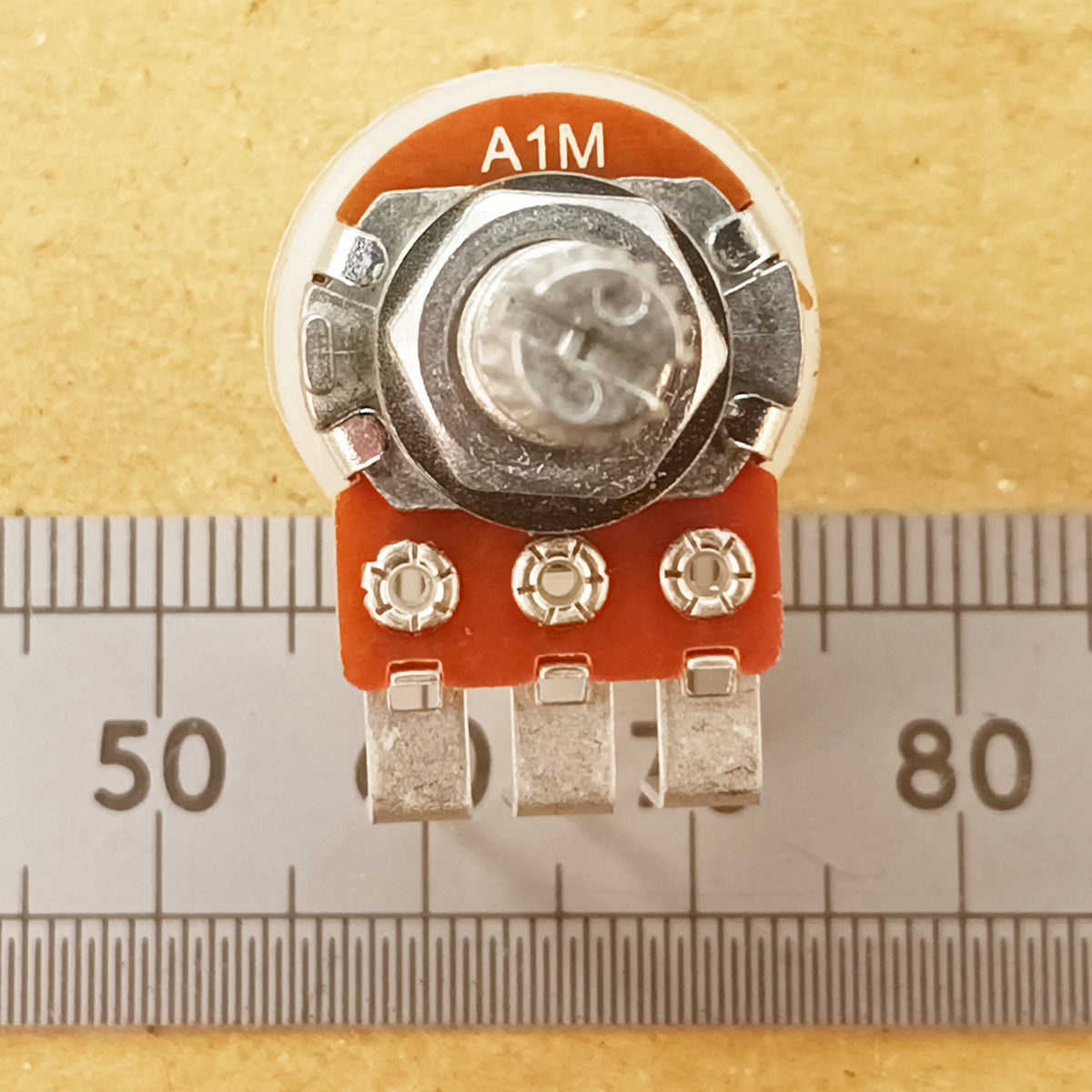 Audio Volume Potentiometer Vertical PCB Splined Shaft 16mm Logarithmic A VT18