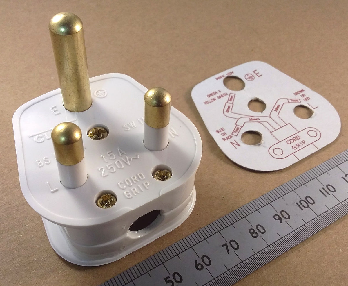 Round Pin Mains Power Plug 15 Amp 15A 250V Unfused British UK Type BS546A