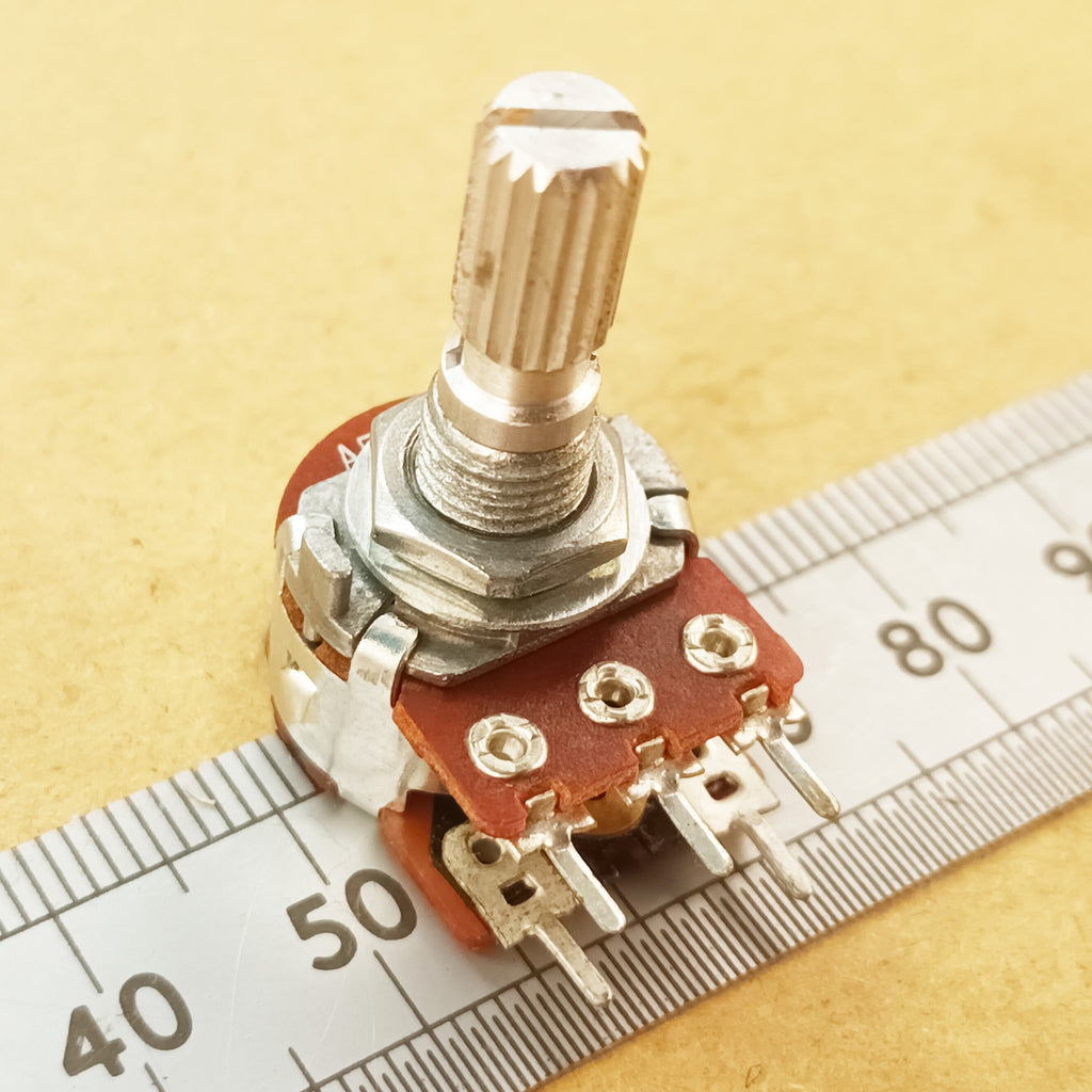Switched Volume Potentiometer Single Mono 16mm Splined Audio Log A SW