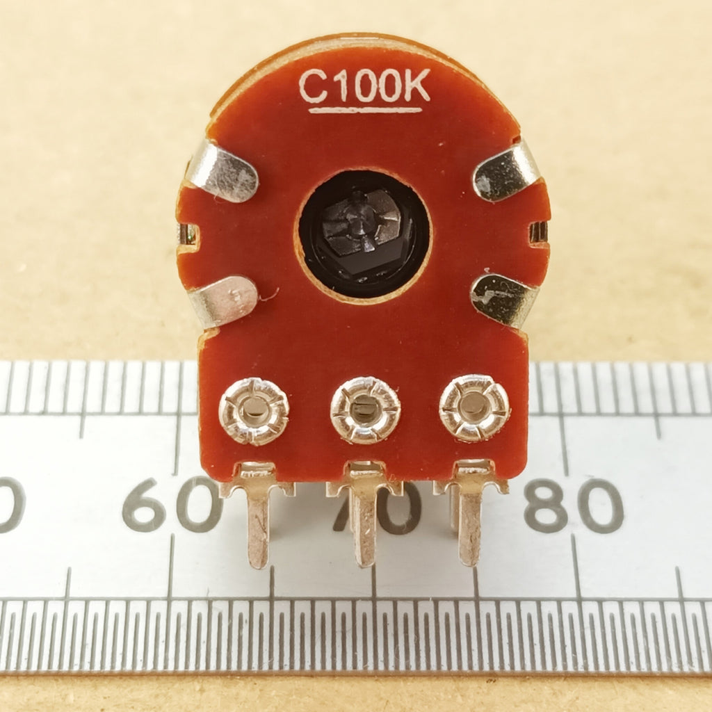 C100K Dual Anti-Log Potentiometer Stereo Long Thread 6.35mm Round Shaft Reverse Logarithmic C LTRS63ST