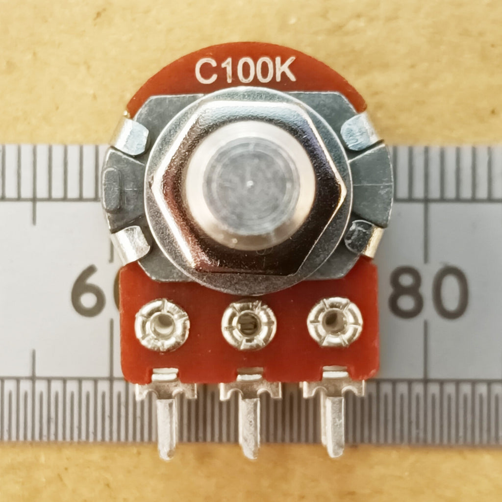 C100K Dual Anti-Log Potentiometer Stereo Long Thread 6.35mm Round Shaft Reverse Logarithmic C LTRS63ST