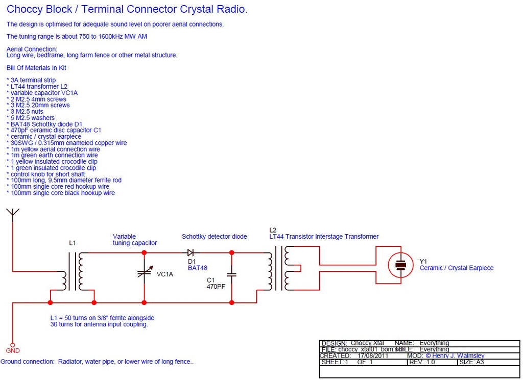 Crystal Set Radio Kit With Full Online Instructions And Transistor Option CBCSRK-1