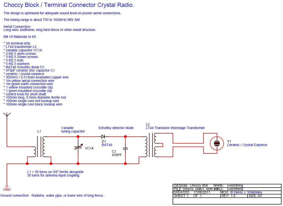 Crystal Set Radio Kit With Full Online Instructions And Transistor Option CBCSRK-1