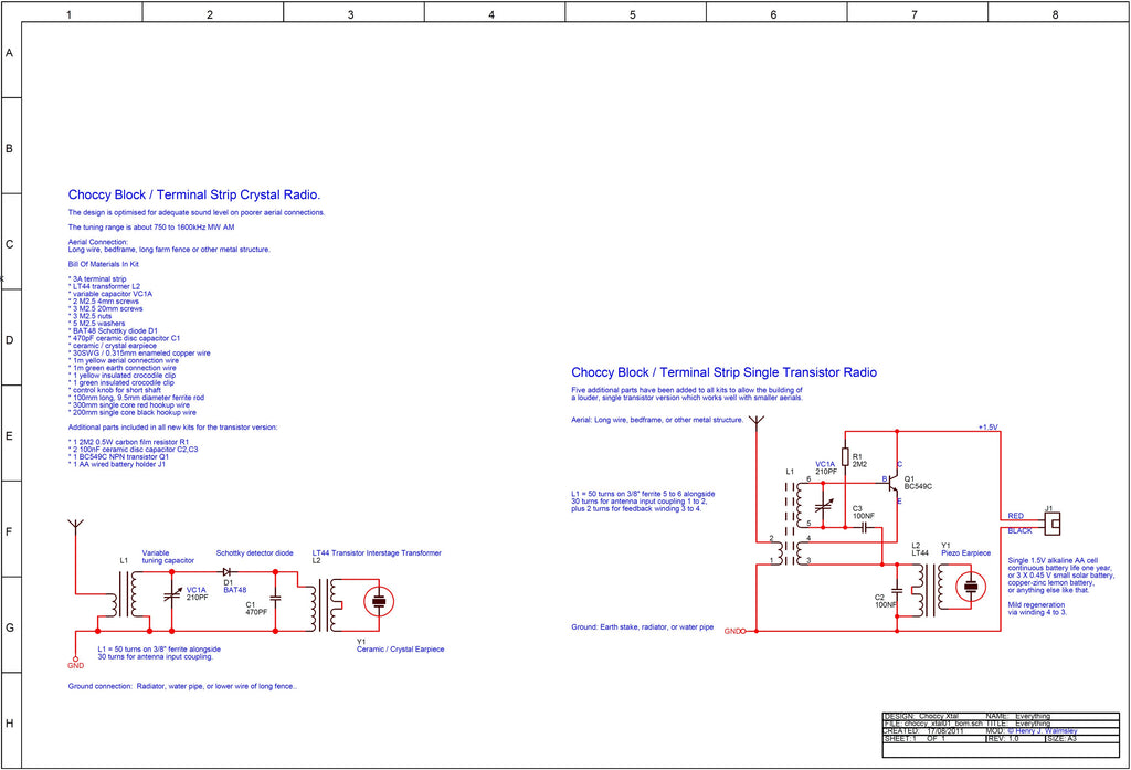 Crystal Set Radio Kit With Full Online Instructions And Transistor Option CBCSRK-1