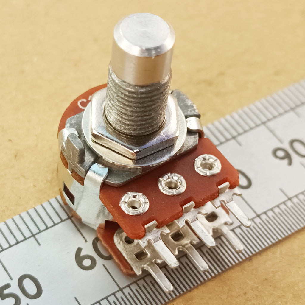 C100K Dual Anti-Log Potentiometer Stereo Long Thread 6.35mm Round Shaft Reverse Logarithmic C LTRS63ST