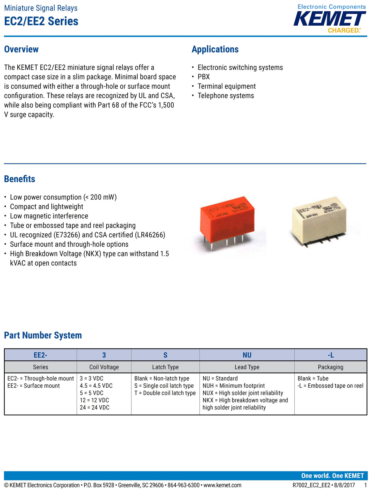 Latching Relay EC2 Low Current Coil Gold Alloy Contact DPDT 250V 2A 3V 5V or 12V Coils