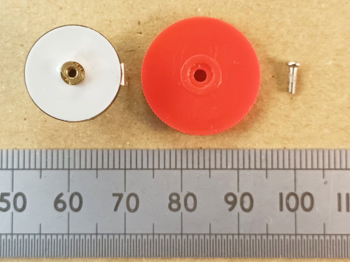 Transistor Radio Volume Control Potentiometer & 21mm Red Thumbwheel Knob, 5K