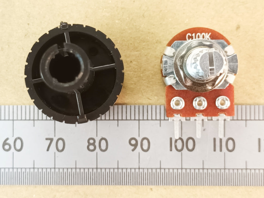 Through Panel Extension Knob for 6mm Splined Shaft T18 Pots 30mm Long 22mm Diameter