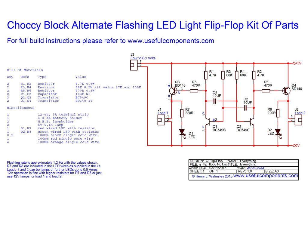 Flashing Light Flip-Flop Kit With Full Online Instructions CBFF-1