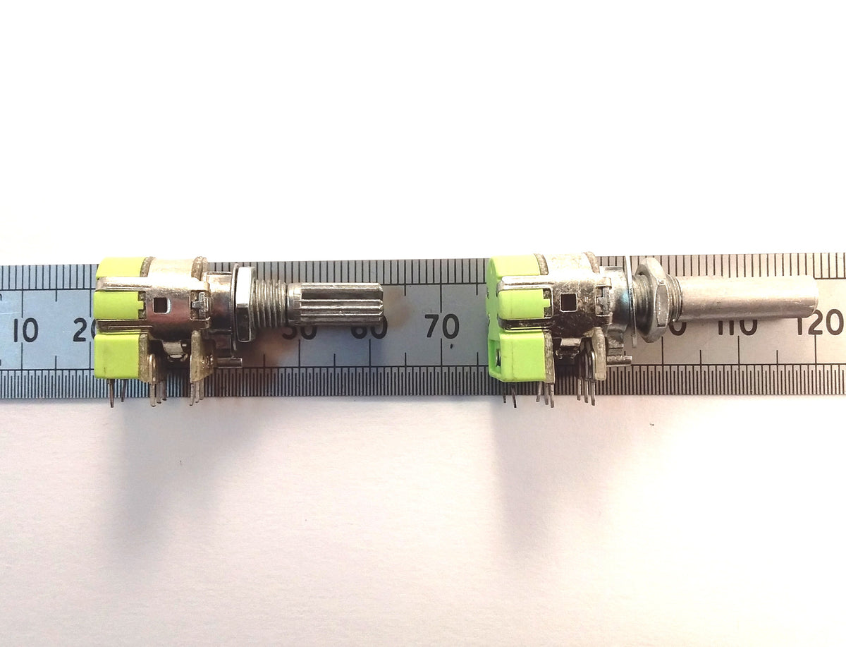 B50K Switched Stereo Potentiometer 12mm Dual Pot On-Off Switch in Splined Or D Shaft