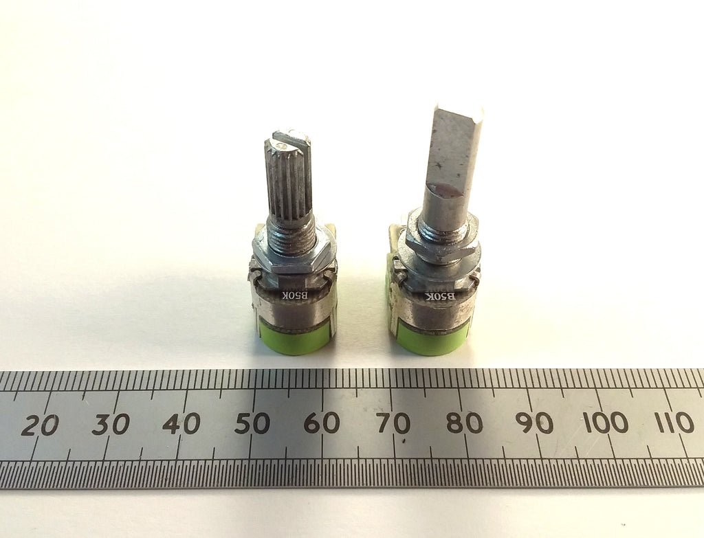 B50K Switched Stereo Potentiometer 12mm Dual Pot On-Off Switch in Splined Or D Shaft