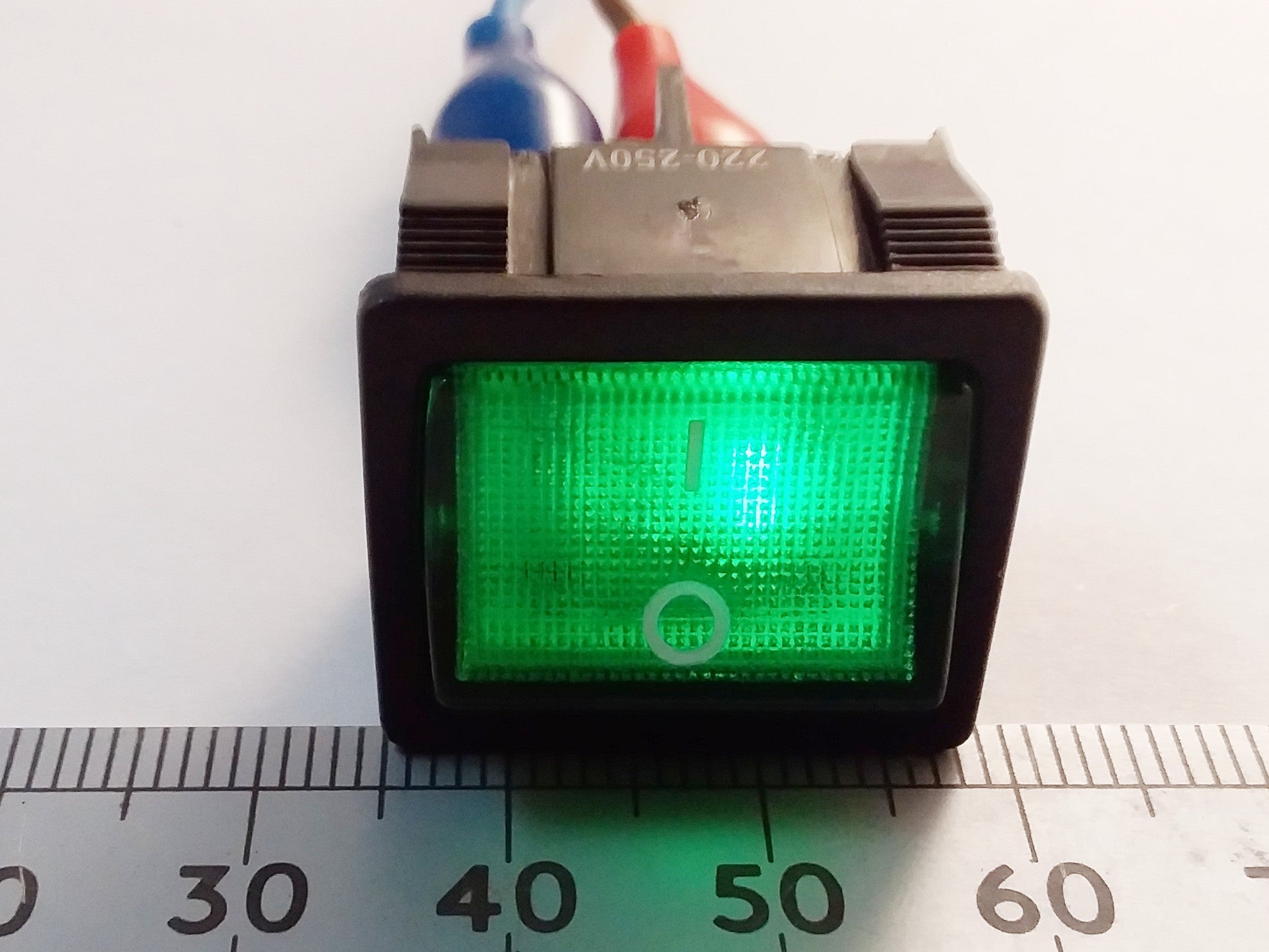 Rocker Switch Mains Power Neon Illuminated DPST 250V 6 Amp