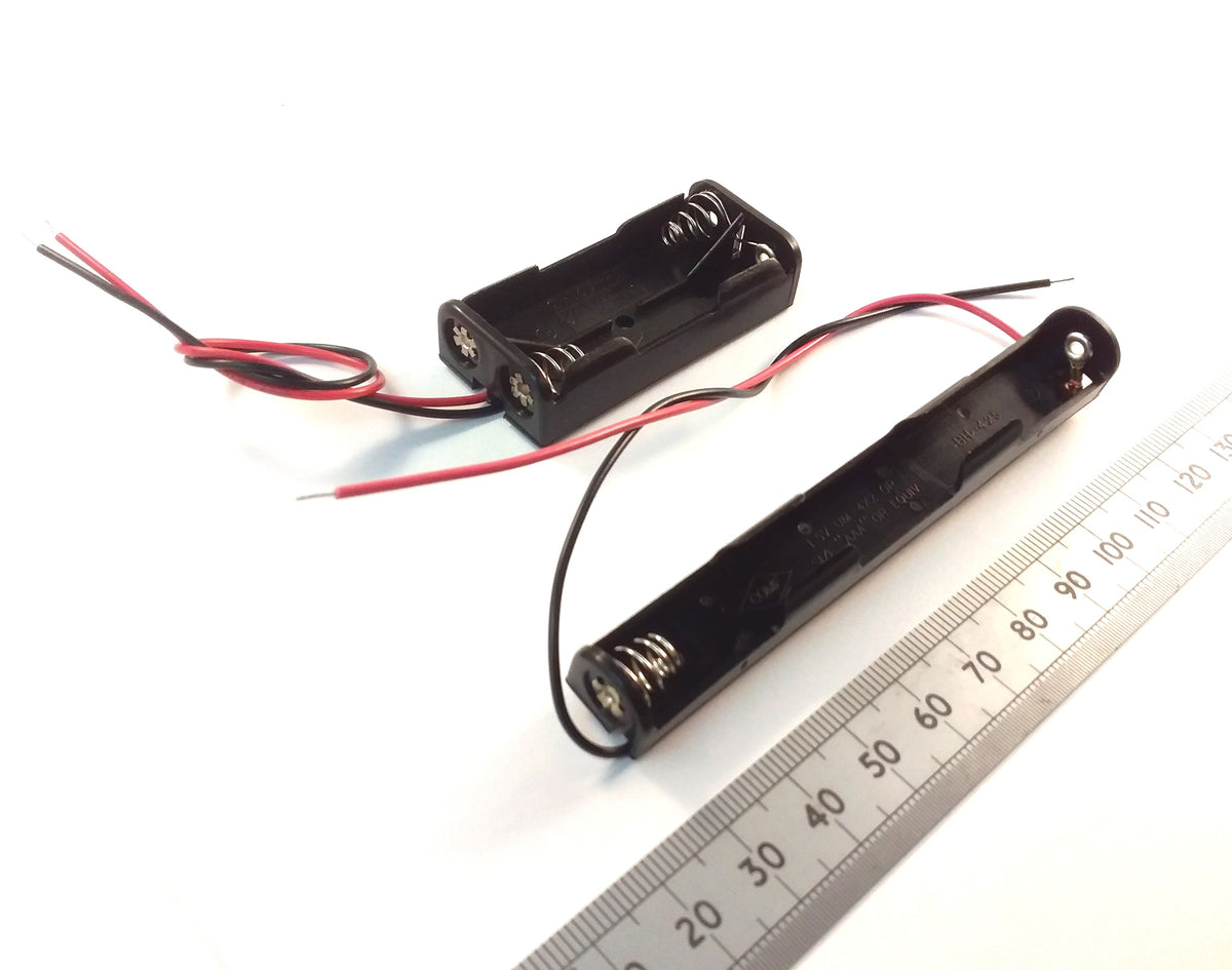 2X AAA Battery Holder With Wires 2 UM4, Long And Side By Side