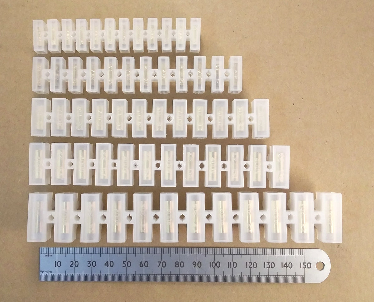 12 Way Electrical Terminal Strip Block 250V 3, 5, 10, 15, & 30 Amp