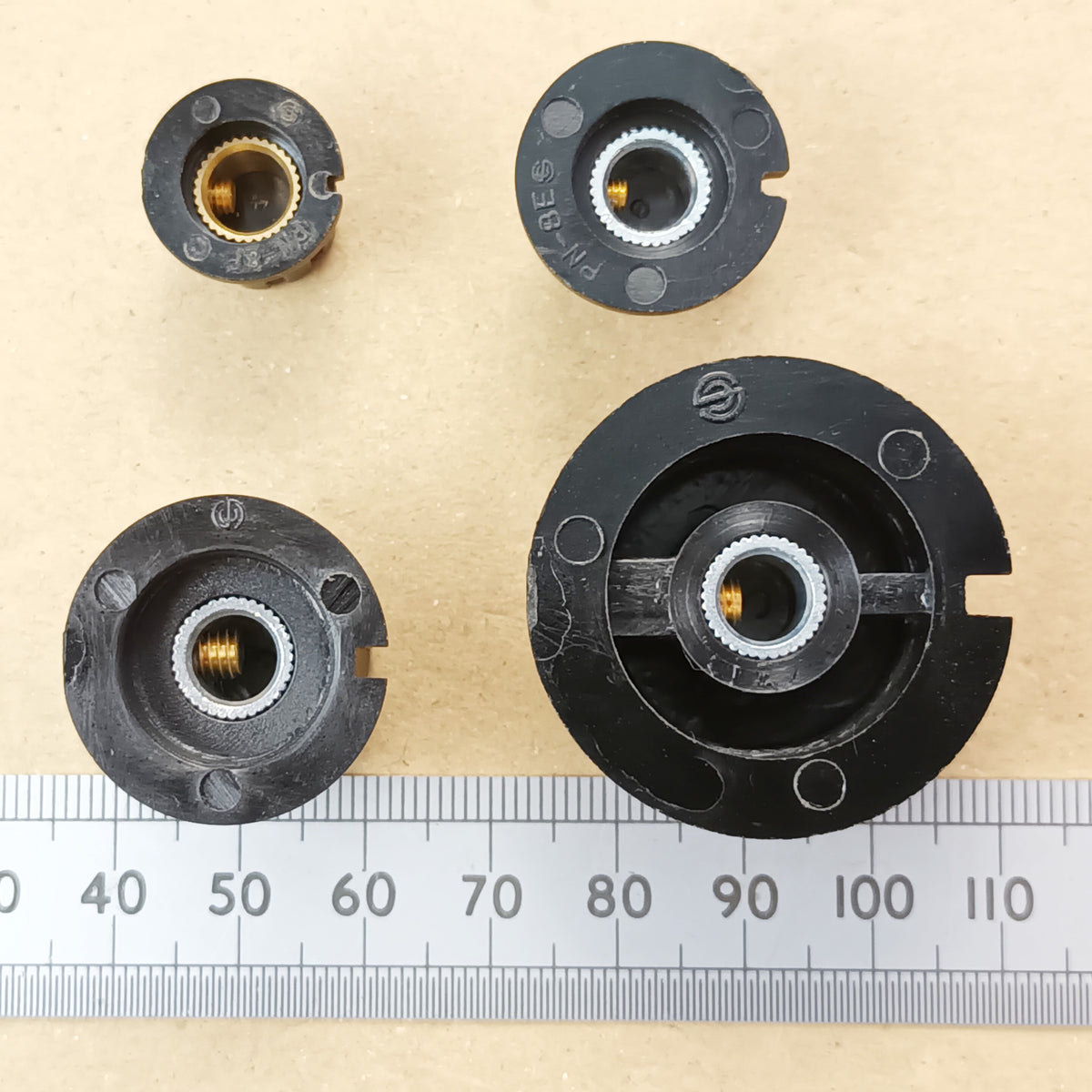 Black Control Knob 6.35mm Round 0.25 Inch Shaft Flat Grub Screw Fixing