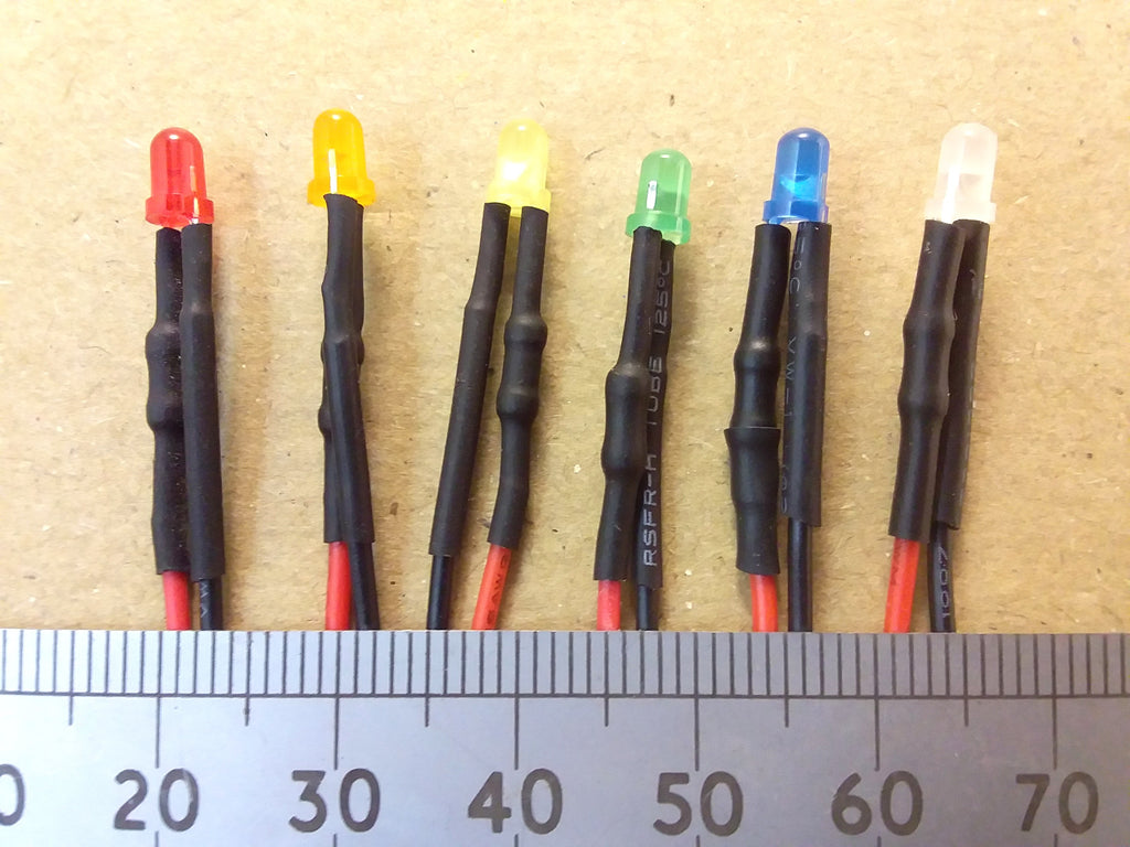 3mm Diffused LED 12 Volt 12V Pre-Wired Constant