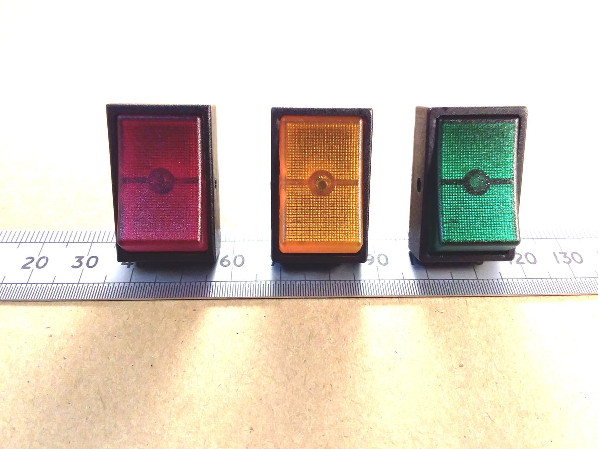 Dashboard Rocker Switch 12V Illuminated SPST 15A D.C. Red Yellow or Green
