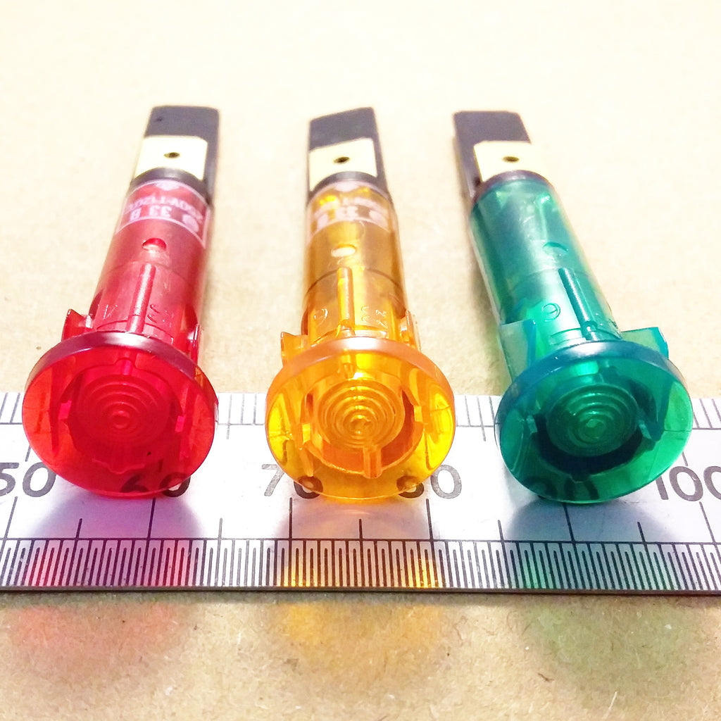 Neon Indicator Panel Lamp Bulb 12mm Round 220 To 250 VAC Mains 33B