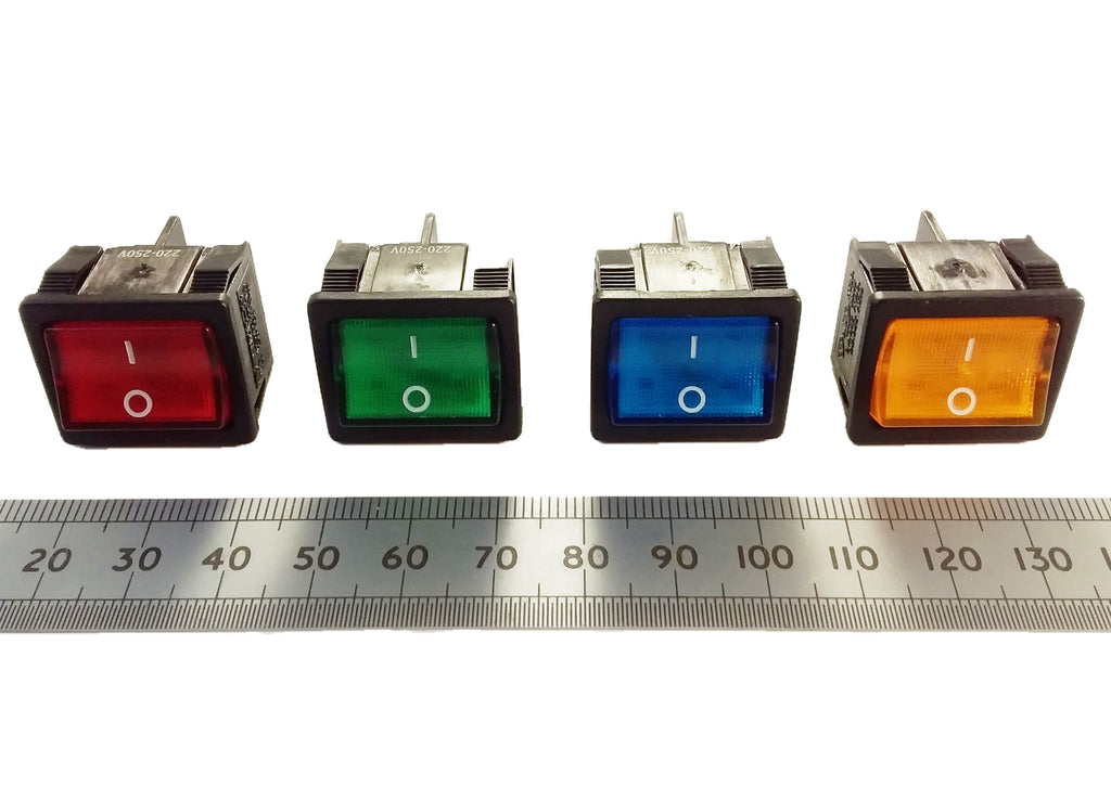 Rocker Switch Mains Power Neon Illuminated DPST 250V 6 Amp