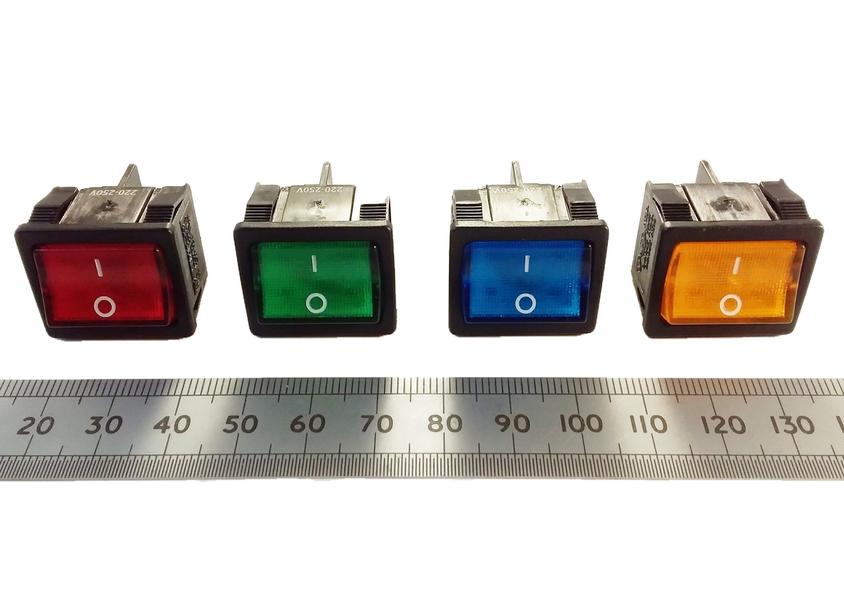 Rocker Switch Mains Power Neon Illuminated DPST 250V 6 Amp
