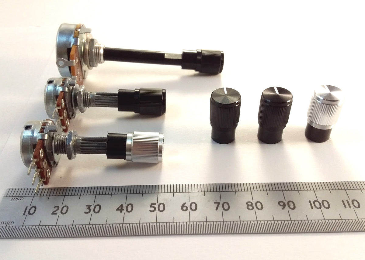 Narrow Body Aluminium Control Knob 6mm T18 Splined or Flatted D Shaft