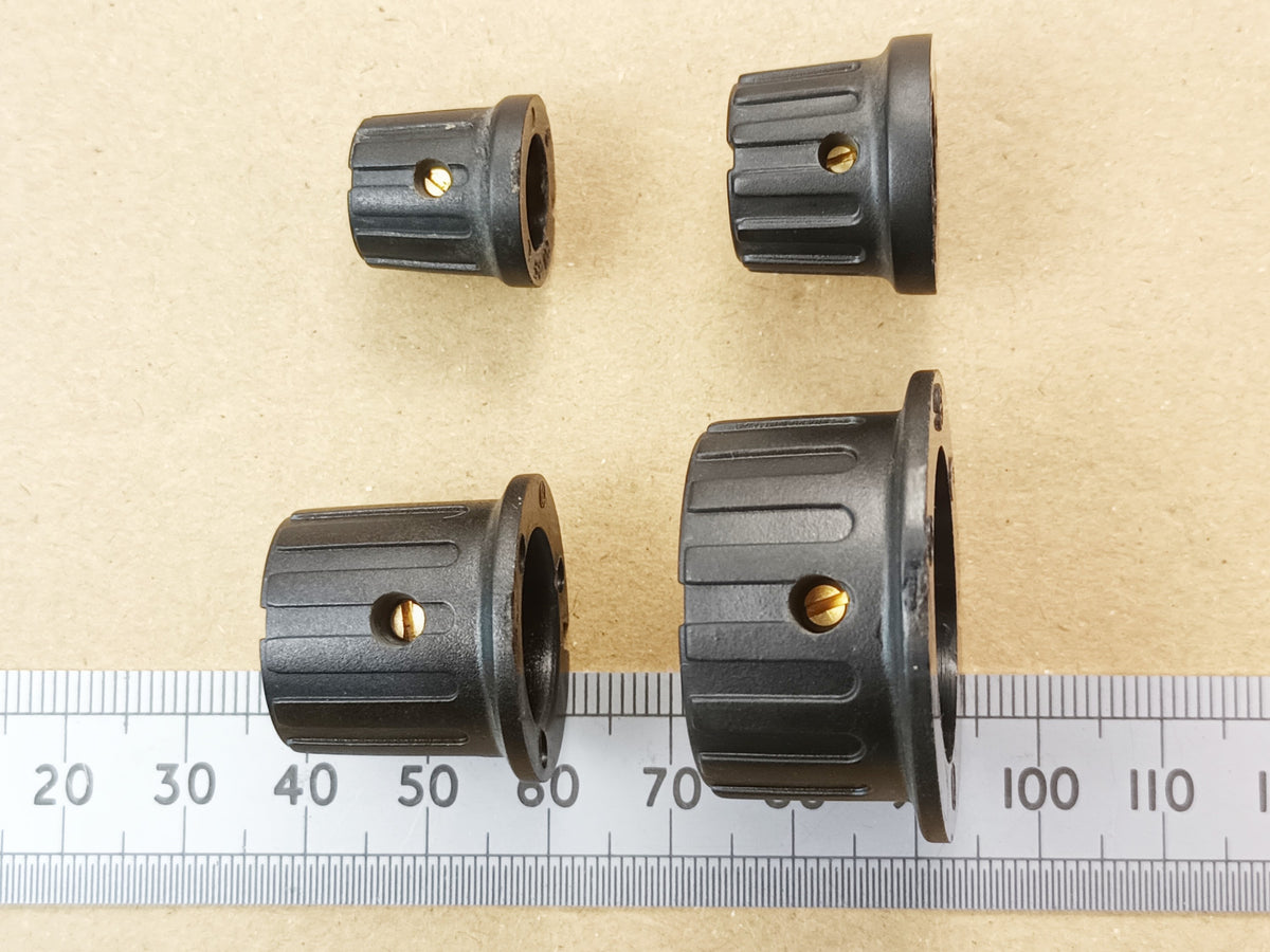 Black Control Knob 6.35mm Round 0.25 Inch Shaft Flat Grub Screw Fixing