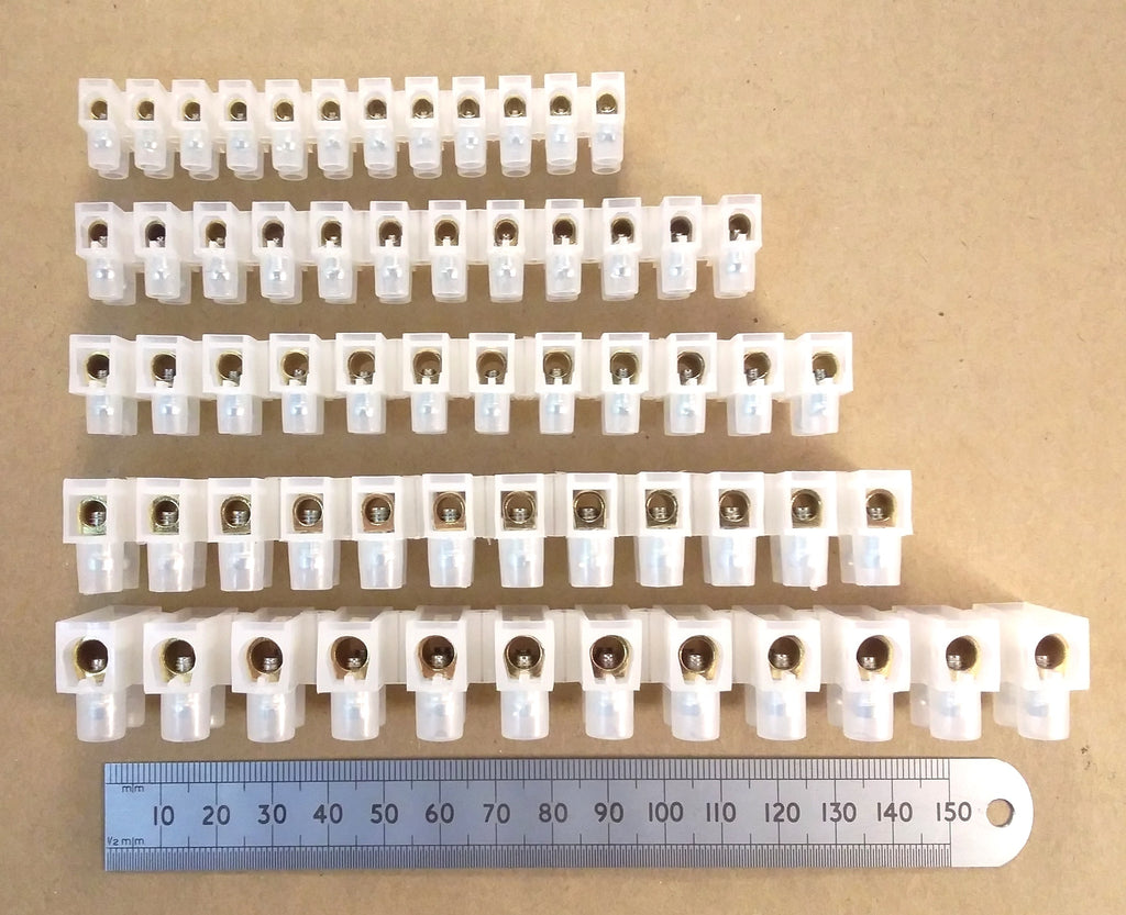 12 Way Electrical Terminal Strip Block 250V 3, 5, 10, 15, & 30 Amp