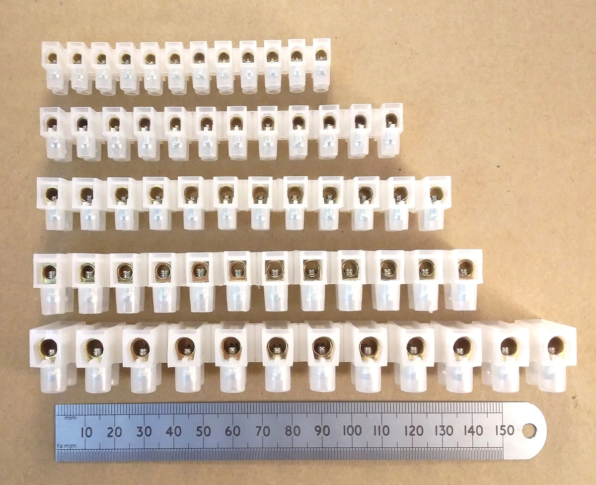12 Way Electrical Terminal Strip Block 250V 3, 5, 10, 15, & 30 Amp