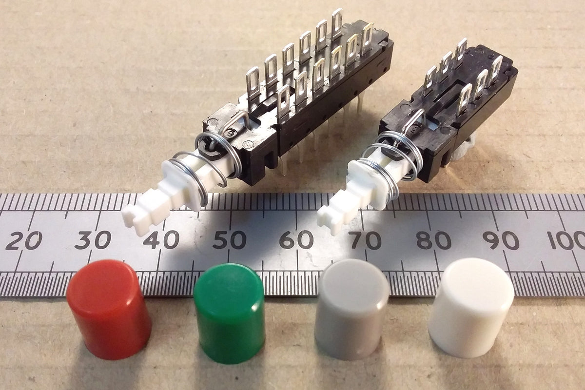 Latching Push Button Switch DPDT 2P2T Or 4PDT Plus Various Colour Caps