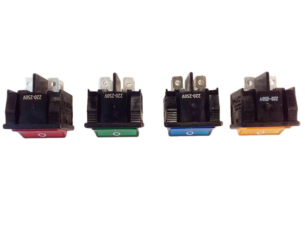 Rocker Switch Mains Power Neon Illuminated DPST 250V 6 Amp