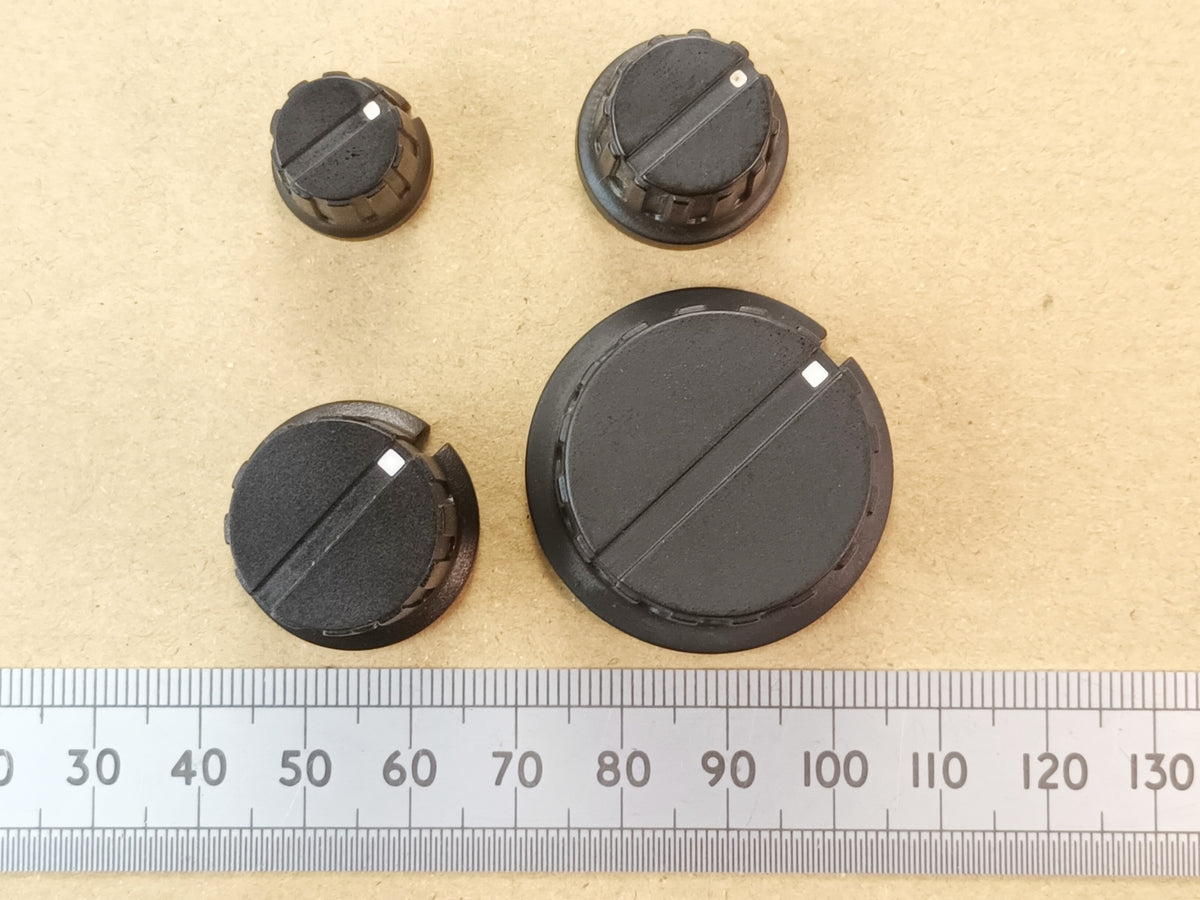 Black Control or Cooker Knob Metric 6.0mm Round Shaft Grub Screw