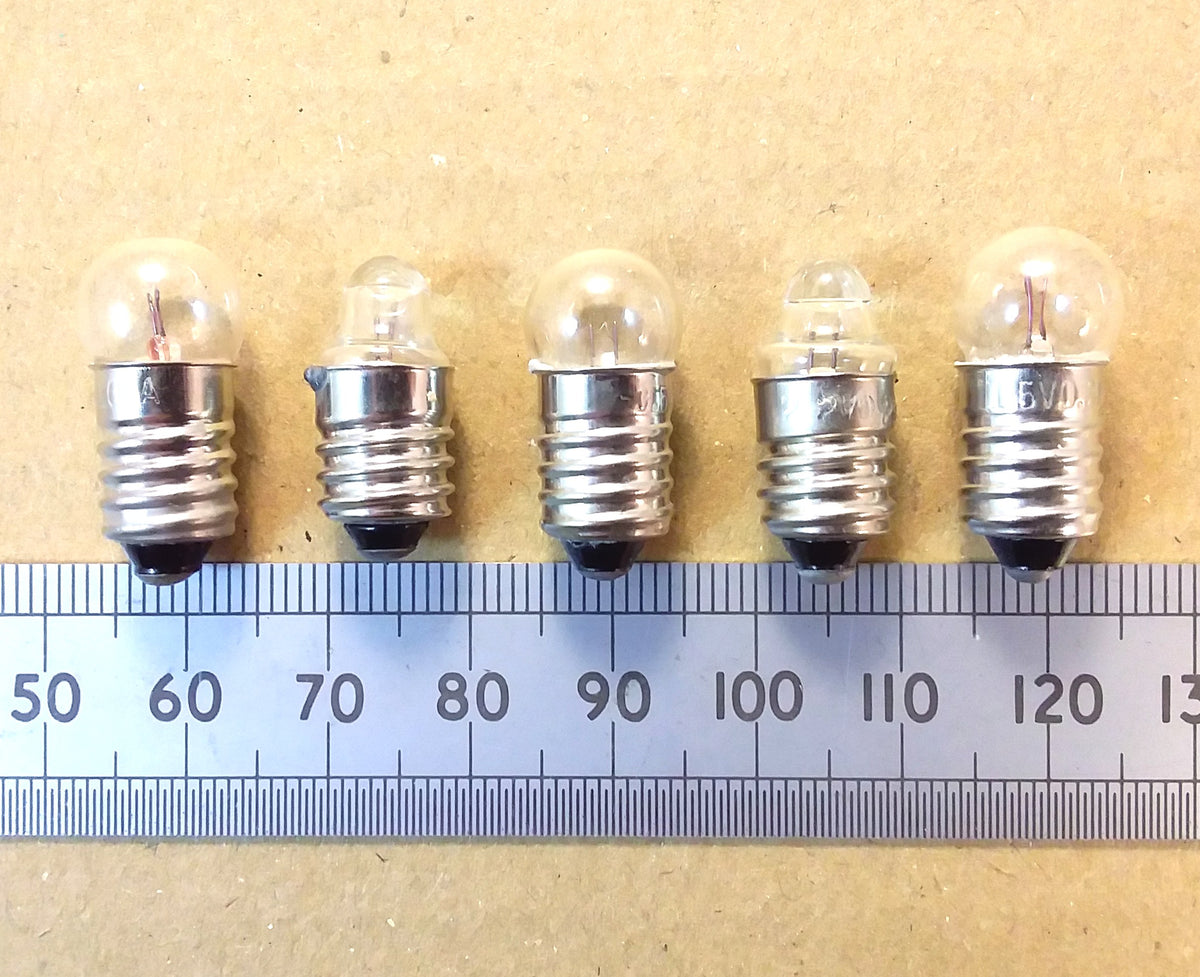 MES E10 Torch Light Bulb, Flashlight, Indicator Lamp Various Voltages and Currents