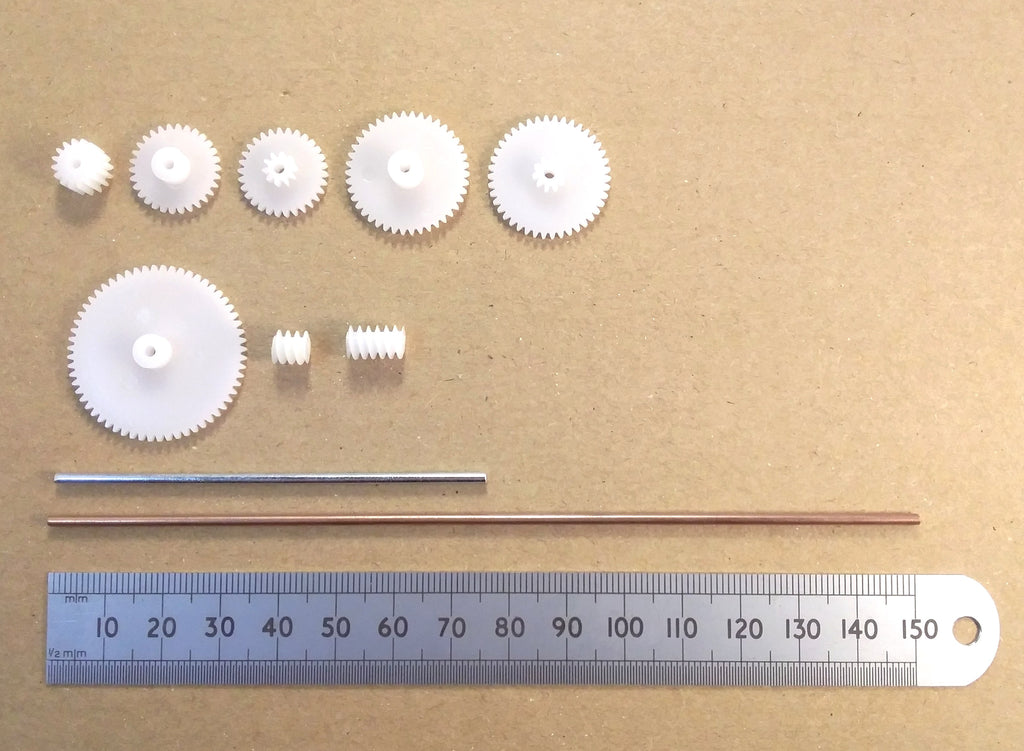 Miniature Plastic Cog Gear Wheel Worm or Shaft 2mm Hole Mechanical Parts