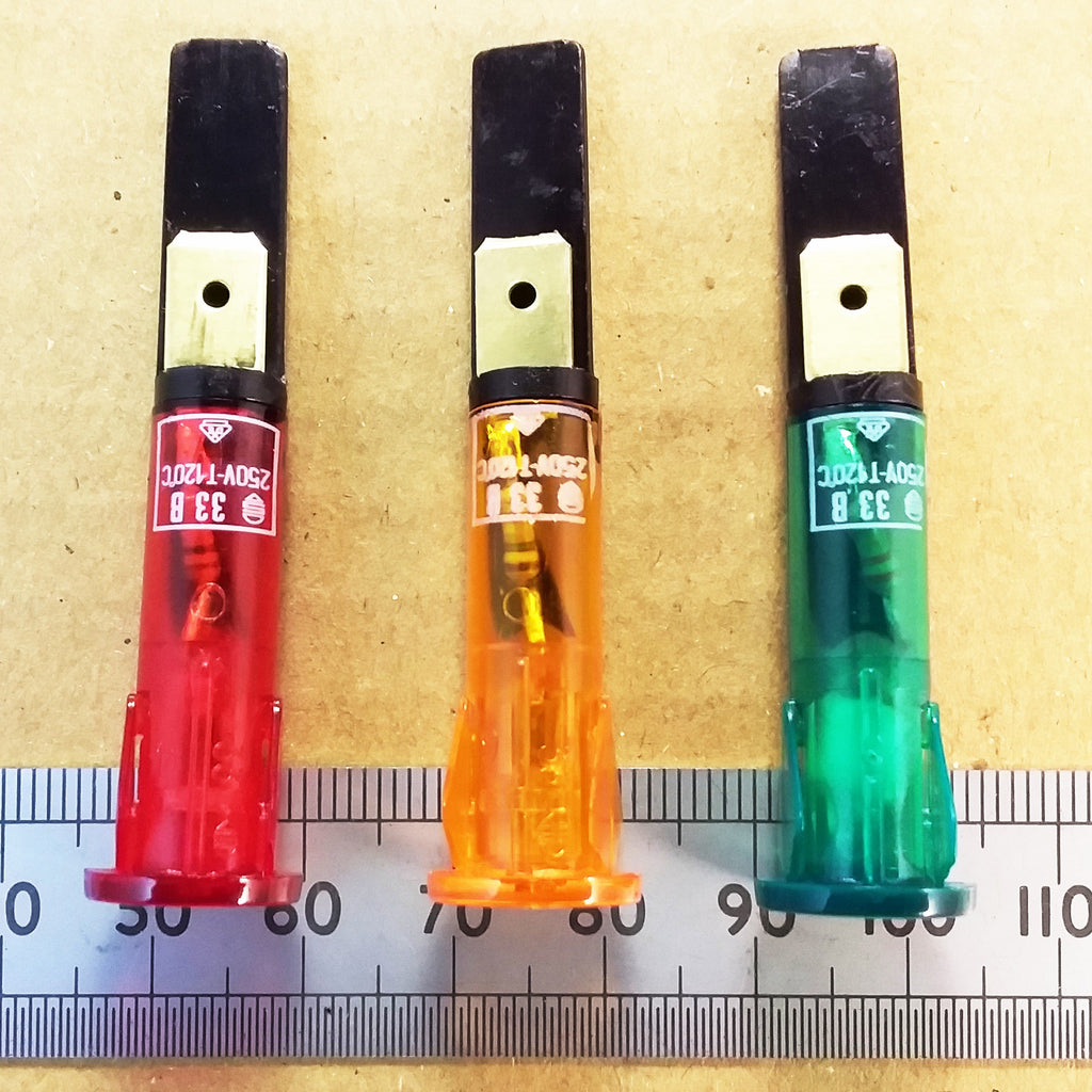 Neon Indicator Panel Lamp Bulb 12mm Round 220 To 250 VAC Mains 33B