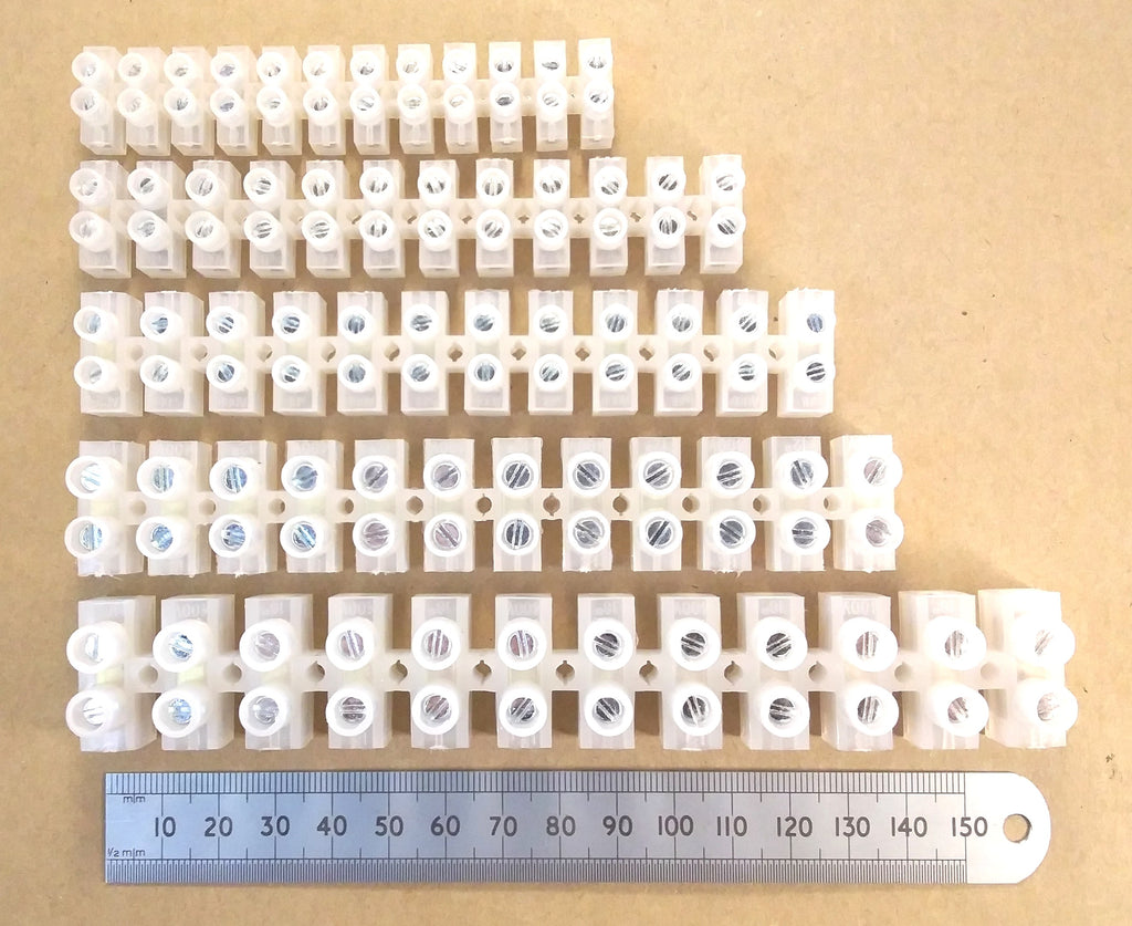 12 Way Electrical Terminal Strip Block 250V 3, 5, 10, 15, & 30 Amp