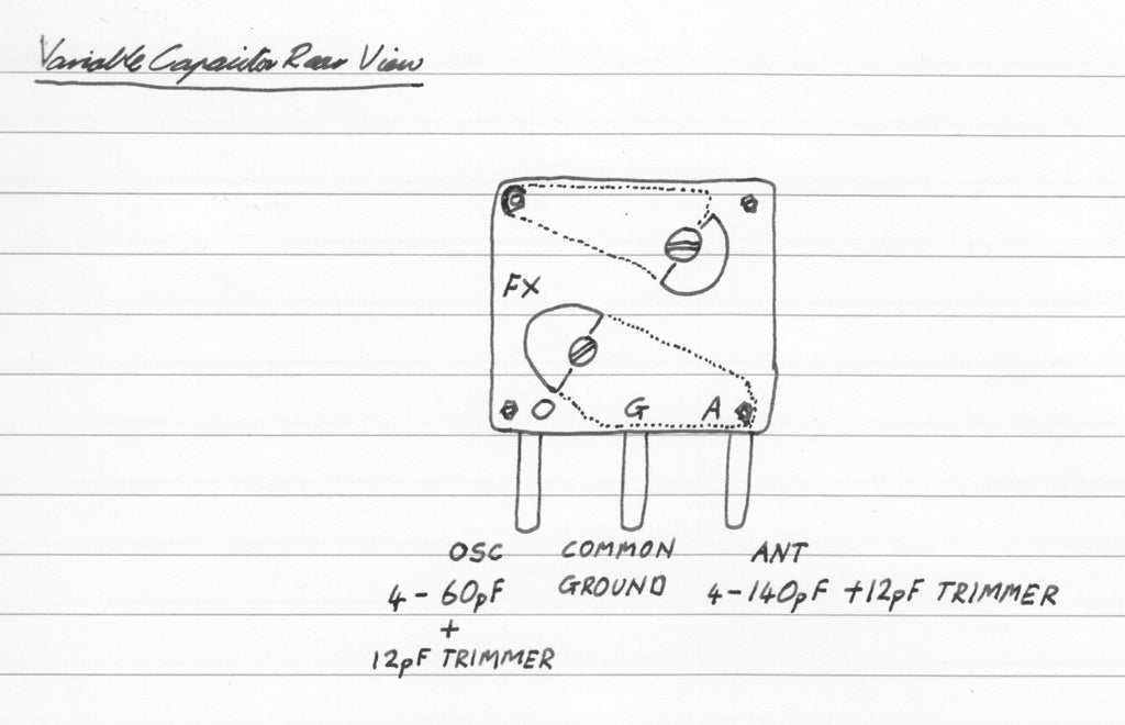 Variable Capacitor Dual Gang 60 140pF 200pF Total Large Red Thumbwheel Knob & Screws