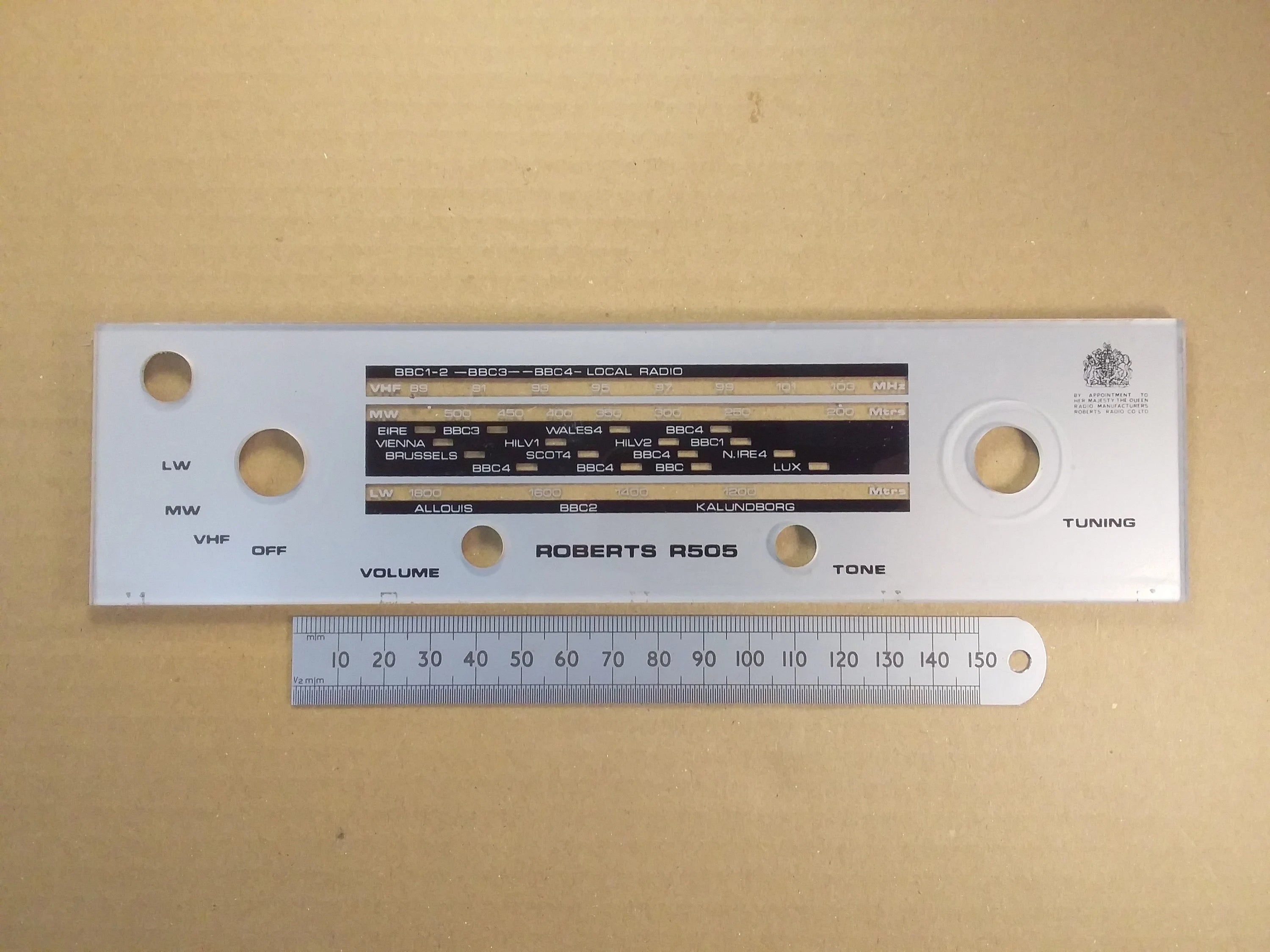 Radio Tuning Scale Roberts R505 Perspex