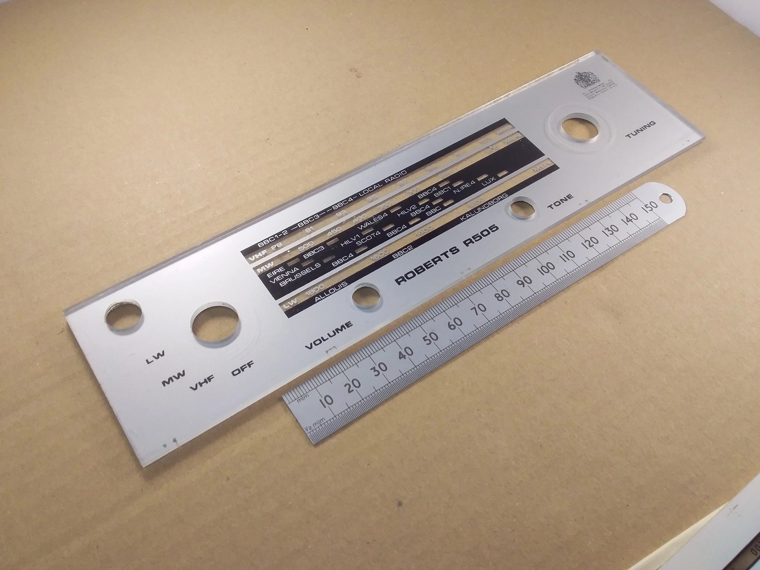 Radio Tuning Scale Roberts R505 Perspex