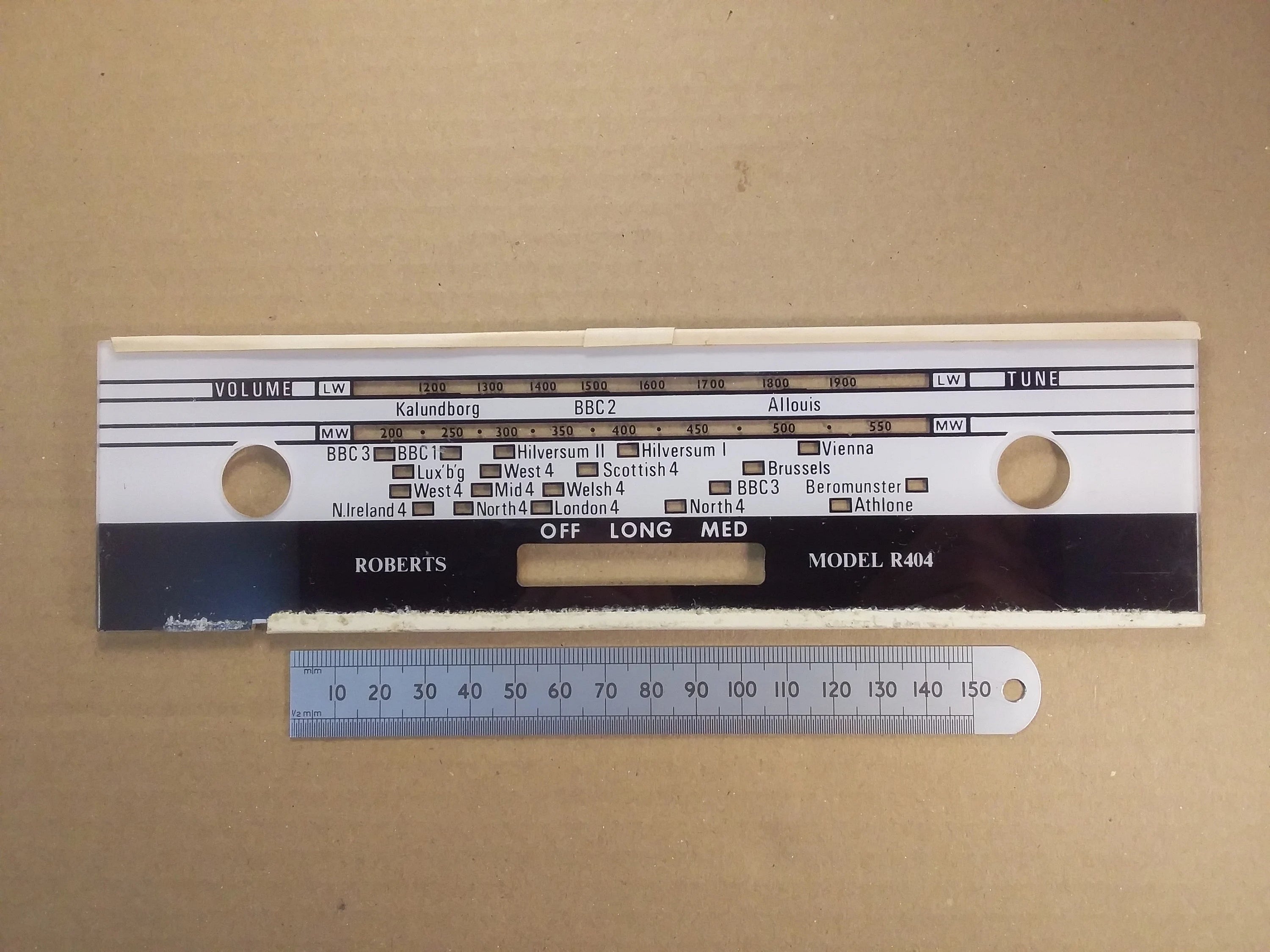 Radio Tuning Scale Roberts R404 Perspex Lucite #2