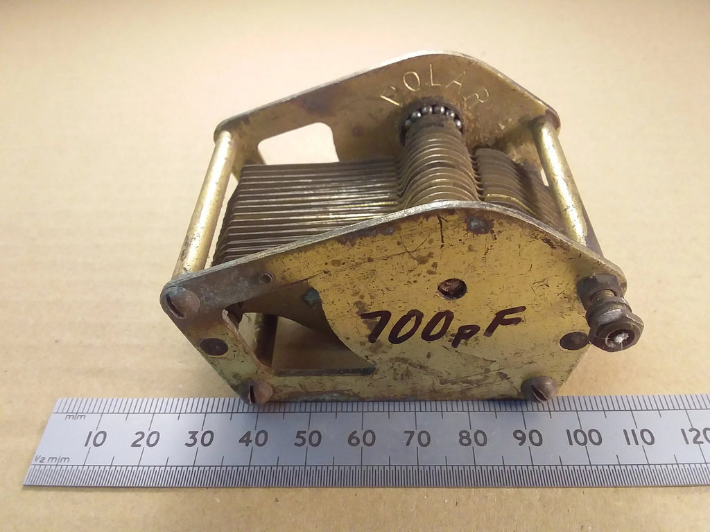 Tuning Capacitor 0.0007uF 700pF Single Gang Brass by Polar